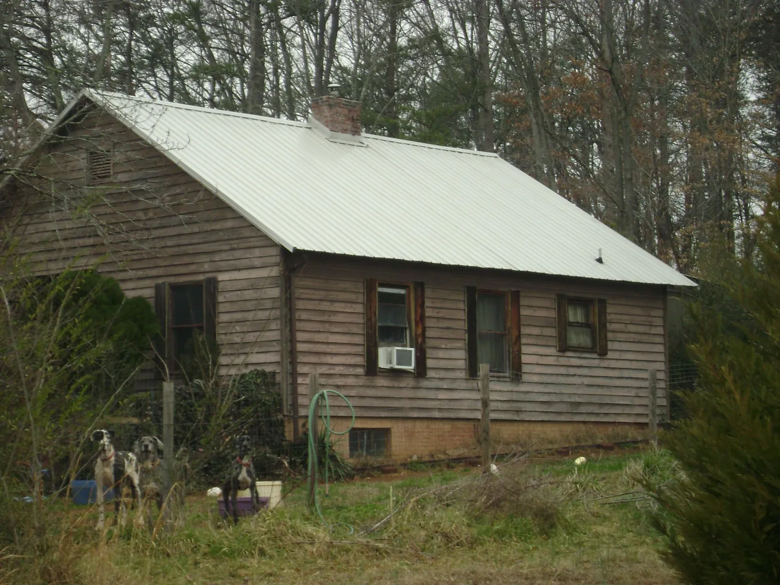 White metal roof on an old wood sided farmhouse, from a Asphalt Shingle Roof Repair job in Avalon
